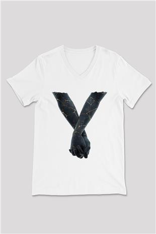 Bad Omens Baskılı Beyaz Unisex V Yaka Tişört - Tshirt