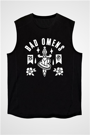 Bad Omens Baskılı Unisex Siyah Kolsuz Tişört - Tshirt