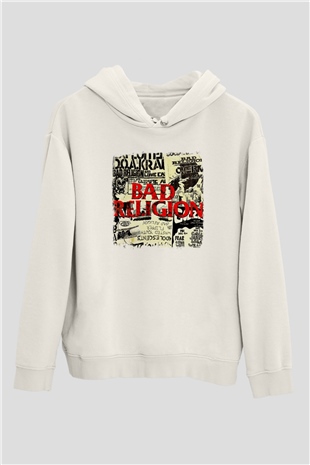 Bad Religion Baskılı Unisex Beyaz Hoodie