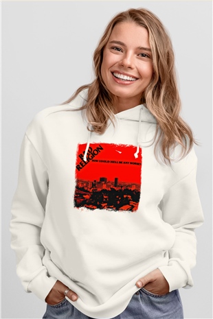 Bad Religion Baskılı Unisex Beyaz Hoodie