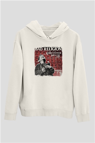 Bad Religion Baskılı Unisex Beyaz Hoodie