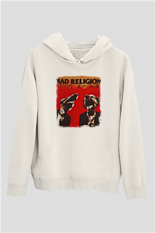 Bad Religion Baskılı Unisex Beyaz Hoodie