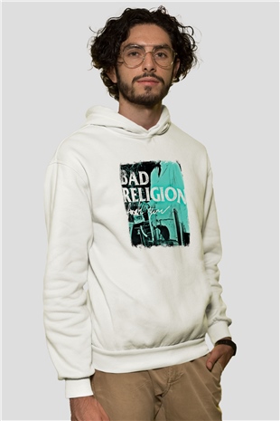 Bad Religion Baskılı Unisex Beyaz Hoodie