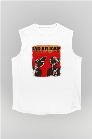 Bad Religion Baskılı Unisex Beyaz Kolsuz Tişört