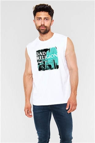 Bad Religion Baskılı Unisex Beyaz Kolsuz Tişört