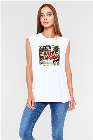 Bad Religion Baskılı Unisex Beyaz Kolsuz Tişört