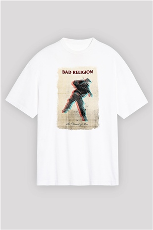 Bad Religion Baskılı Unisex Beyaz Oversize Tişört