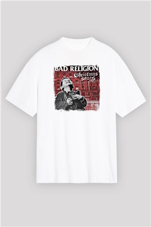 Bad Religion Baskılı Unisex Beyaz Oversize Tişört