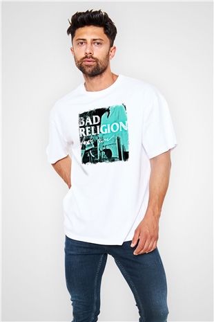 Bad Religion Baskılı Unisex Beyaz Oversize Tişört