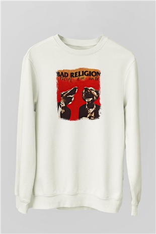 Bad Religion Baskılı Unisex Beyaz Sweatshirt