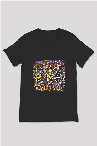 Bad Religion Baskılı Unisex Siyah V Yaka Tişört