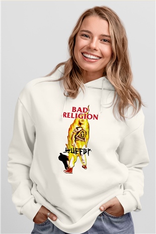 Bad Religion Beyaz Unisex Kapşonlu Sweatshirt