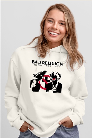 Bad Religion Beyaz Unisex Kapşonlu Sweatshirt