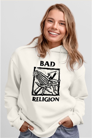 Bad Religion Beyaz Unisex Kapüşonlu Sweatshirt