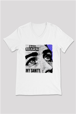 Bad Religion Beyaz Unisex V Yaka Tişört
