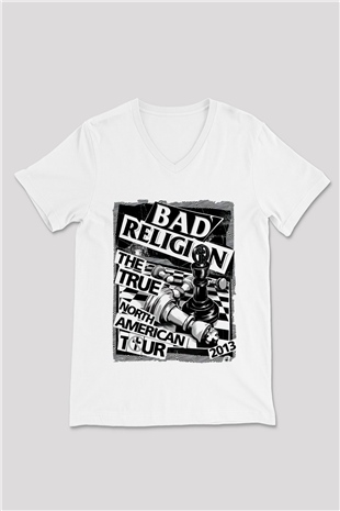 Bad Religion Beyaz Unisex V Yaka Tişört