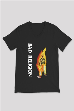 Bad Religion Siyah Unisex V Yaka Tişört T-Shirt