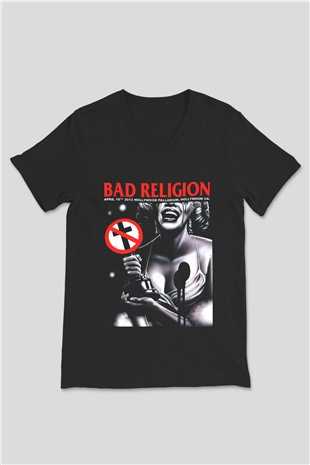 Bad Religion Siyah Unisex V Yaka Tişört T-Shirt