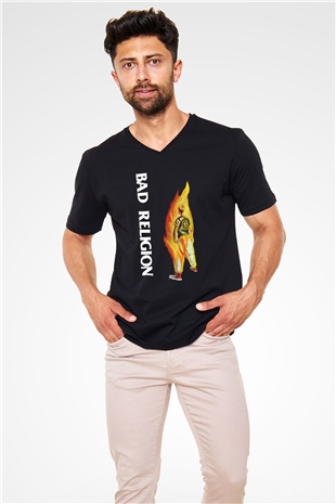 Bad Religion Siyah Unisex V Yaka Tişört T-Shirt