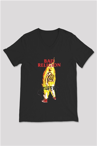 Bad Religion Siyah Unisex V Yaka Tişört T-Shirt