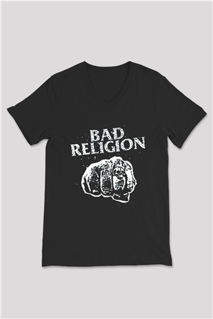 Bad Religion Siyah Unisex V Yaka Tişört T-Shirt