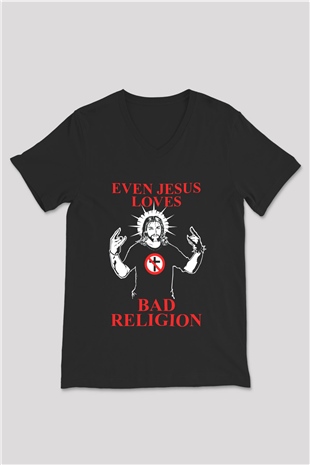 Bad Religion Siyah Unisex V Yaka Tişört T-Shirt
