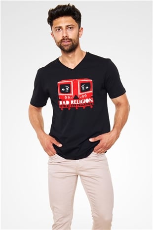 Bad Religion Siyah Unisex V Yaka Tişört T-Shirt