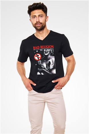 Bad Religion Siyah Unisex V Yaka Tişört T-Shirt