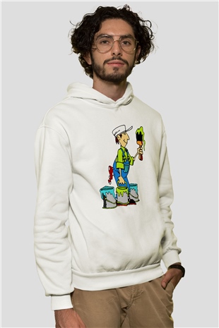 Badanacı Beyaz Unisex Hoodie