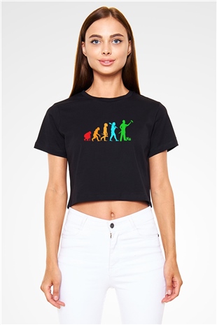 Badanacı Siyah  Crop Top Tişört