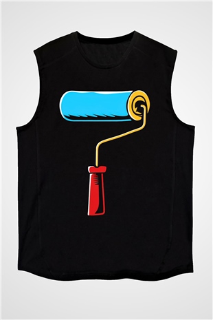 Badanacı Siyah Unisex Kolsuz Tişört