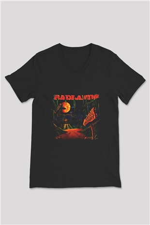 Badlands Baskılı Unisex Siyah V Yaka Tişört