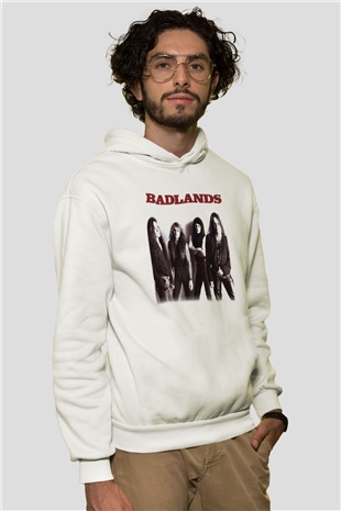 Badlands Beyaz Unisex Kapşonlu Sweatshirt