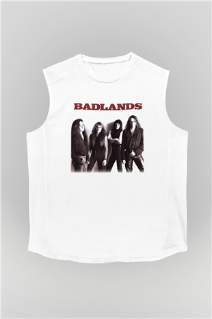 Badlands Beyaz Unisex Kolsuz Tişört