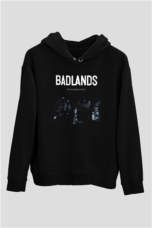 Badlands Siyah Unisex Kapüşonlu Sweatshirt