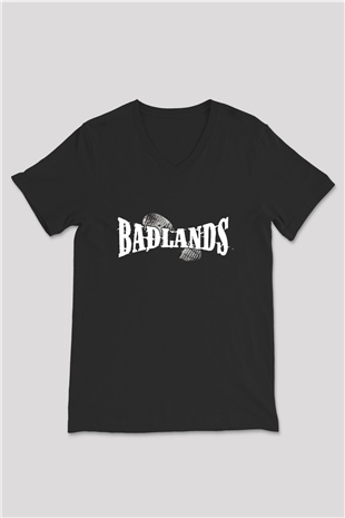 Badlands Siyah Unisex V Yaka Tişört