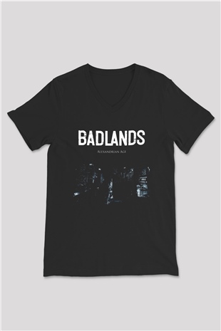 Badlands Siyah Unisex V Yaka Tişört