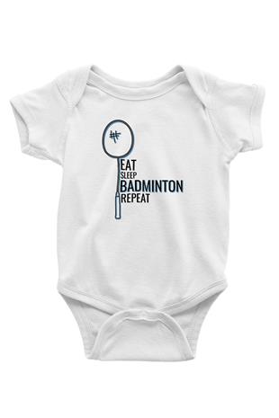 Badminton Baskılı Beyaz Bebek Body - Zıbın