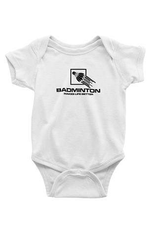Badminton Baskılı Beyaz Bebek Body - Zıbın