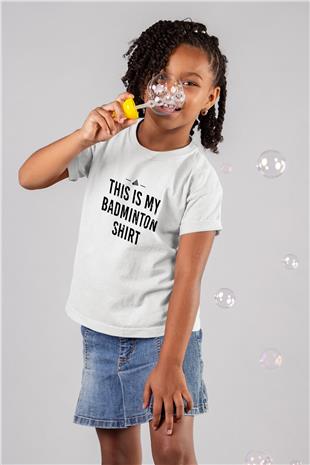 Badminton Baskılı Unisex Beyaz Çocuk Tişört - Tshirt