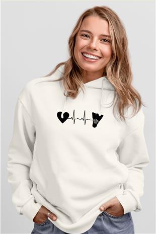 Badminton Baskılı Unisex Ekru Hoodie