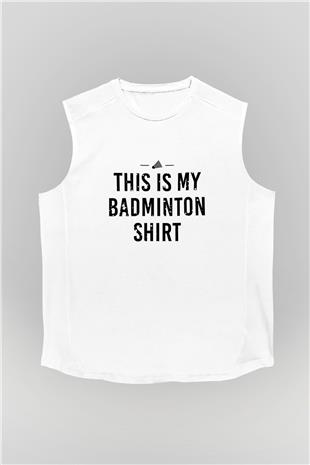 Badminton Baskılı Unisex Kolsuz Beyaz Tişört