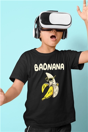 Badnana Muz Baskılı Unisex Siyah  Çocuk Tişört