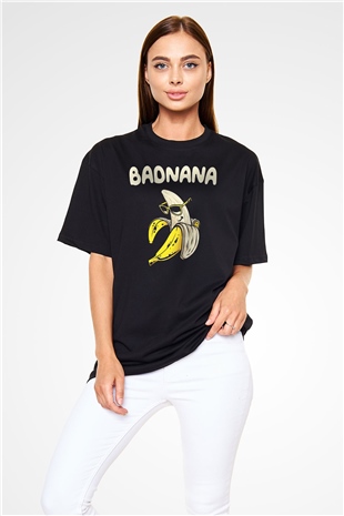 Badnana Muz Baskılı Oversize Siyah Tişört