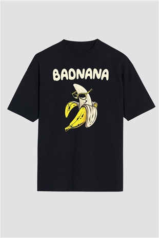 Badnana Muz Baskılı Oversize Siyah Tişört