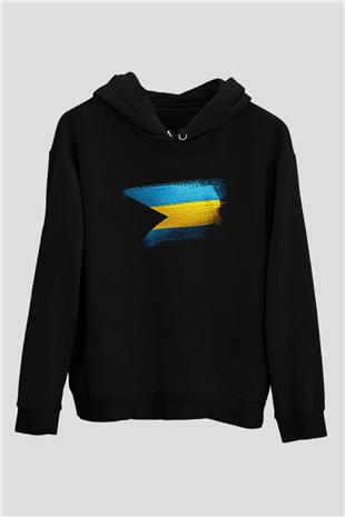Bahamalar - Bahamas Bayrağı Baskılı Unisex Siyah Hoodie