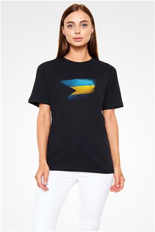 Bahamalar - Bahamas Bayrağı Baskılı Unisex Siyah Tişört