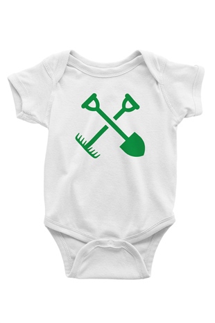 Bahçıvan Baskılı Beyaz Unisex Bebek Body - Zıbın