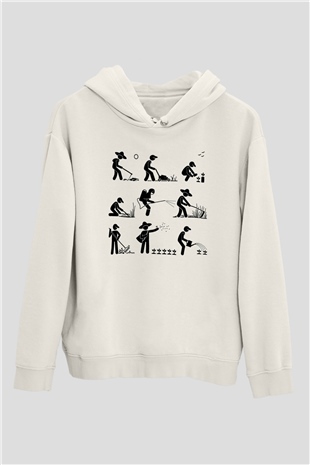 Bahçıvan Beyaz Unisex Hoodie