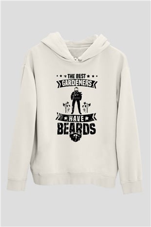 Bahçıvan Beyaz Unisex Kapüşonlu Sweatshirt